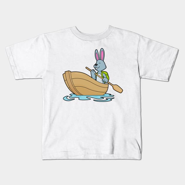 Rabbit with Boat & Paddle Kids T-Shirt by Markus Schnabel